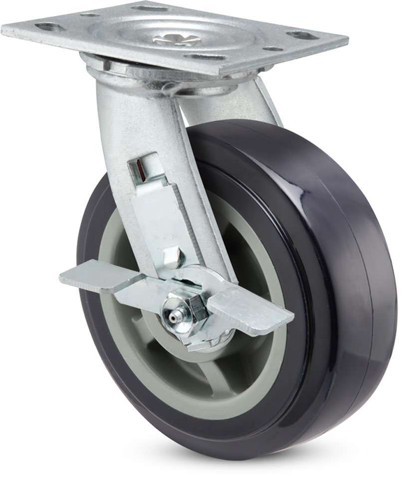 ES4X2PKTP8TBK giratoria freno 4" poliuretano 1 rueda giratoria 4 pulgadas con freno