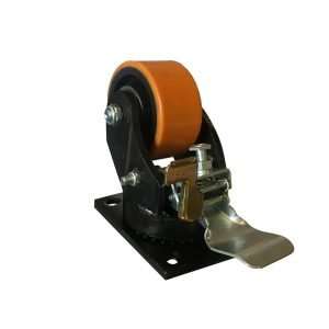 74100AB Rueda Industrial Poliuretano Fierro Giratoria Freno 4X2