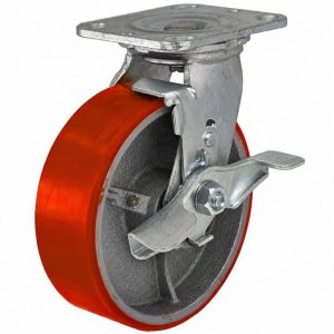8×2 Rodaja Giratoria Industrial Poliuretano Freno Lateral 27PU80JV0417TY